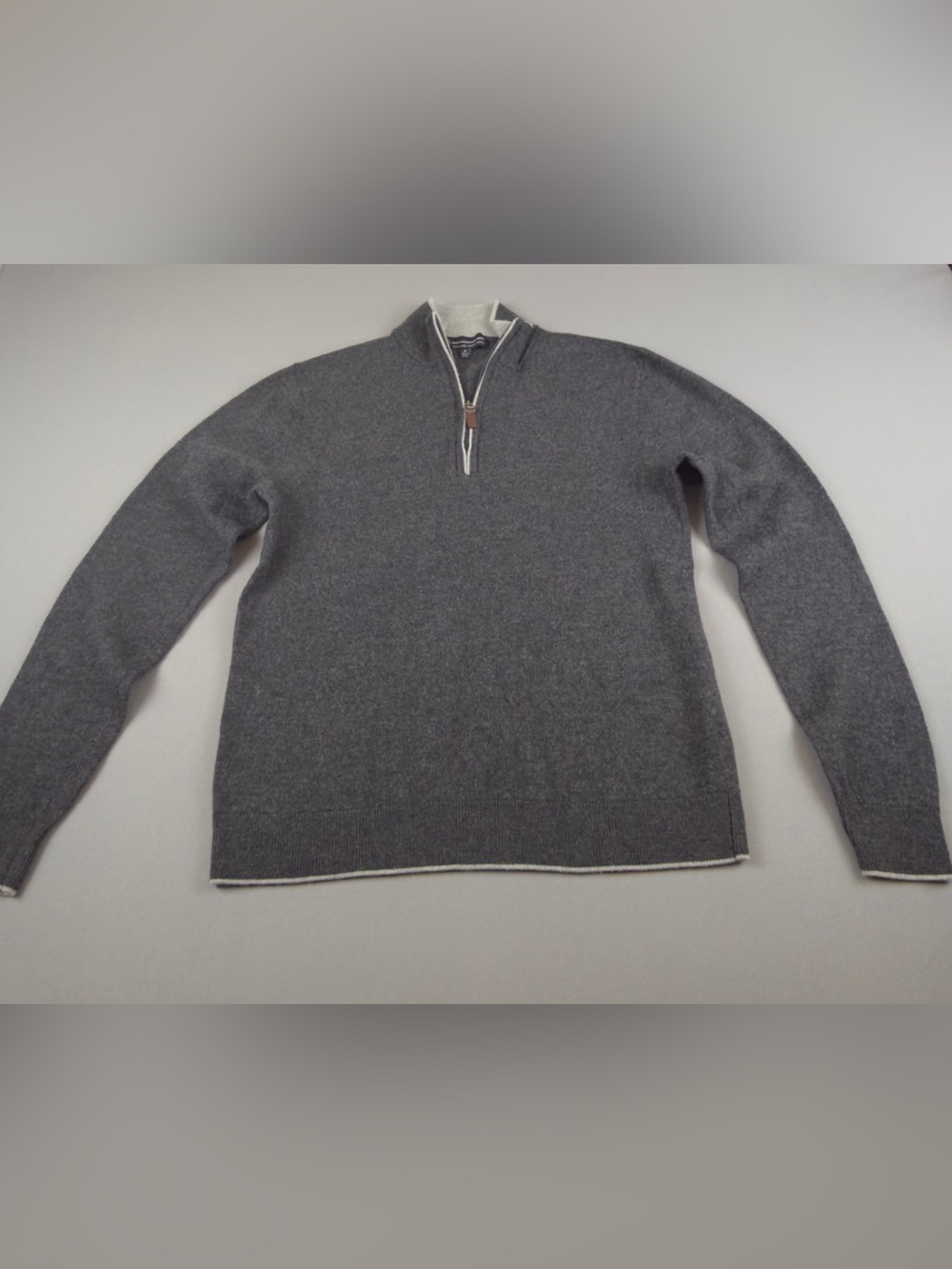 Hart Schaffner Marx Charcoal Gray Half-Zip Sweater with Contrast Trim